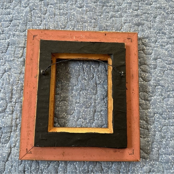 Vintage Photo Frame Elegant Gold & Brown Ornate Linen Border 3” x 4.5” Opening - Picture 7 of 16